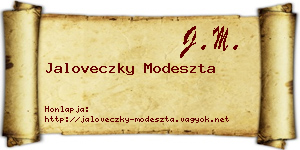 Jaloveczky Modeszta névjegykártya